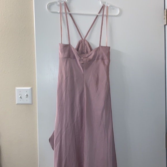 Pale pink/ light purple formal criss cross beaded rhinestone dress - Picture 8 of 11